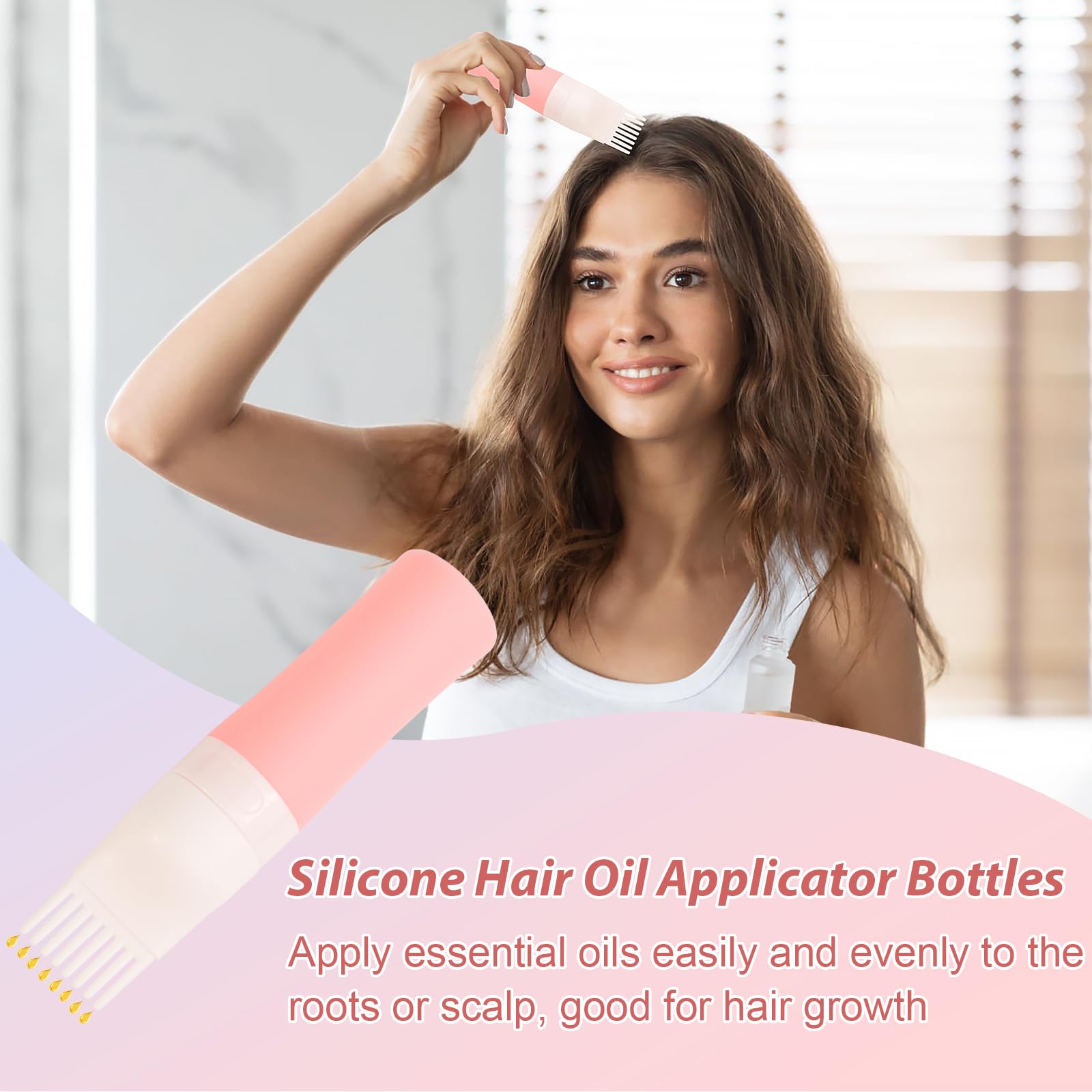 DUAIU Hair Oil Applicator with Continuous Spray Bottle Hair Scalp Massager, Silicone Root Comb Applicator Bottle Shampoo Brush and Mister Spray Bottles for Hair Dye and Hair Care