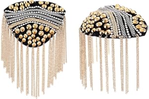 CRAFTYMELODY 2Pcs Rhinestones Shoulder Board Tassel Iron Tassel Chain Shoulder Epaulettes with Brooch Metal Fringe Shoulder P