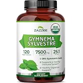 Zazzee USDA Organic Gymnema Sylvestre 25:1 Extract, 25% Gymnemic Acid | 120 Capsules, Vegan, 4 Month Supply, Standardized Leaf Extract, All-Natural, Non-GMO, Made in the USA