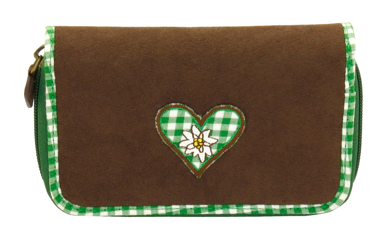 Friedrich|23 RV-Damenbörse, Bavaria, Velvet, Braun/grün Coin Pouch, 16 cm, Brown (Braun/Grün)