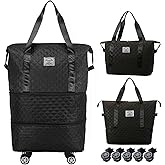 Expandable Foldable Wheeled Travel Duffle Bag - Detachable Rolling Wheels Carry On Gift