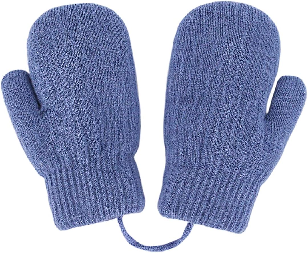 Novia's Choice Children Toddler Cute Warm Gloves Knitted Stretchy Mittens(Blue): Clothing