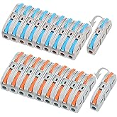 Eugiichr 20PCS Lever Wire Connectors, Tool-Free Electrical Splice Terminals | Quick-Secure for 28-12 AWG copper, Reusable Compact Flame-Retardant, Ideal for Home Wiring, Automotive, LED/Speaker Projects