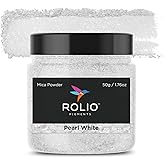 Rolio Premium Mica Powder - Pearl White (50G / 1.76oz) - 1 Jar of White Pigment Powder for Epoxy Resin, Dye, Soap Making, Nail Polish, Paint, Candle Making, Bath Bombs, Slime