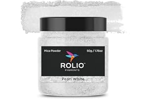 Rolio Premium Mica Powder - Pearl White (50G / 1.76oz) - 1 Jar of White Pigment Powder for Epoxy Resin, Dye, Soap Making, Nail Polish, Paint, Candle Making, Bath Bombs, Slime