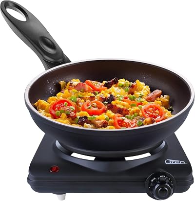 Uten Stainless Steel Single Hotplate 1250-1500W 5 Power Levels Cast Iron