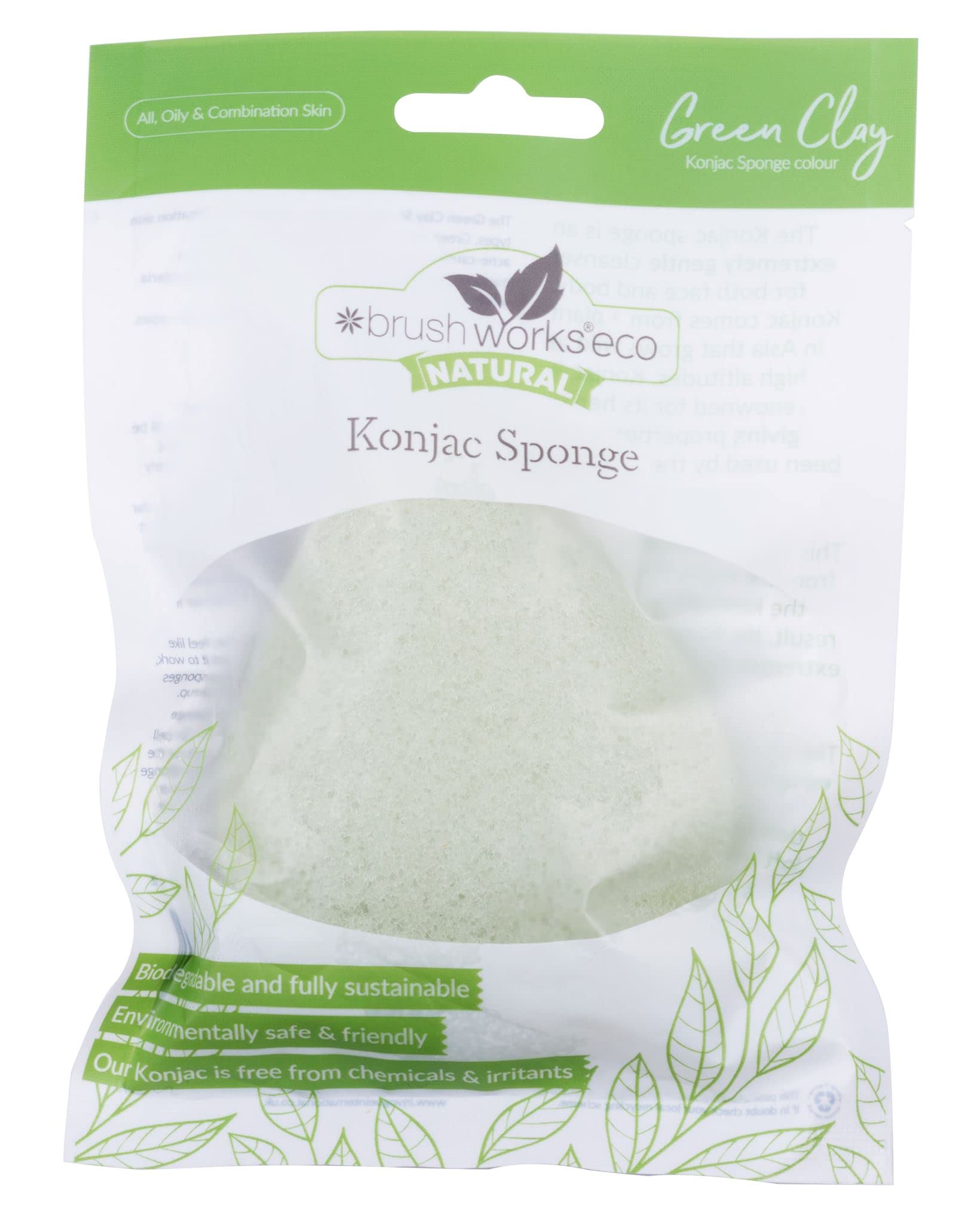 Brushworks Konjac Sponge - Green Clay