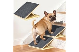 TNELTUEB 2 Pack Dog Ramps for Stairs, Adjustable Stair ramp for Dogs,Portable Dog Stairs with Mat for Small Dogs and Cats, Non-Slip Pet Steps for Elderly or Injured Pets