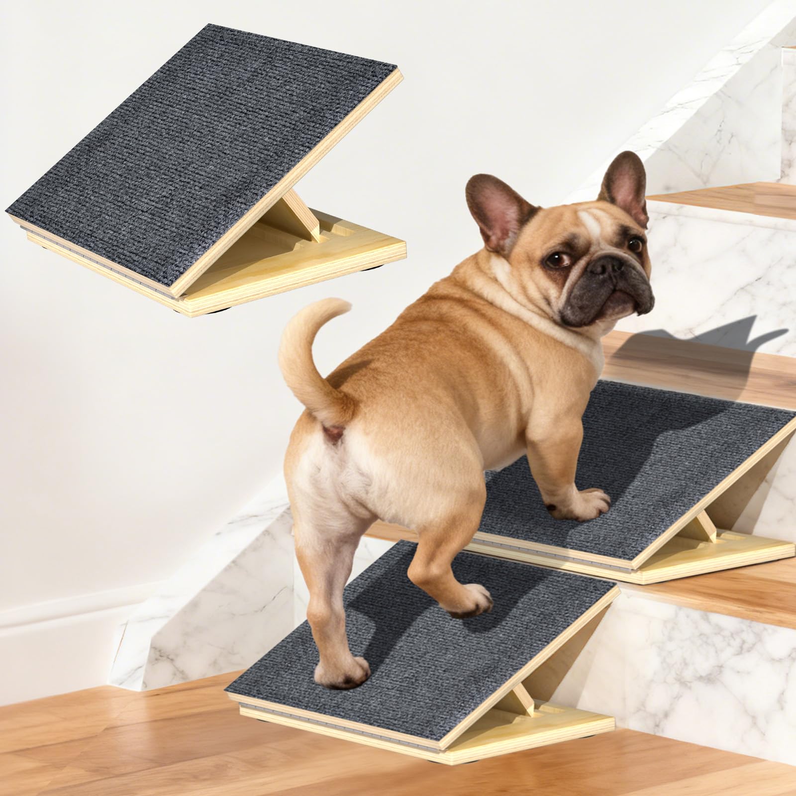 Photo 1 of TNELTUEB 2 Pack Dog Ramps for Stairs, Adjustable Stair ramp for Dogs,Portable Dog Stairs with Mat for Small Dogs and Cats, Non-Slip Pet Steps for Elderly or Injured Pets