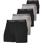 Comfneat Men's 5-Pack Viscose Boxer Briefs Cool Feeling Underwear with Fly
