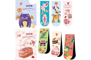 WORLDBAZAAR 36 Pack Valentine's Day Magnetic Bookmarks for Kids with Cards Valentine Monster Dessert Bookmarks School Classroom Exchange Gift for School Classroom Party Favors