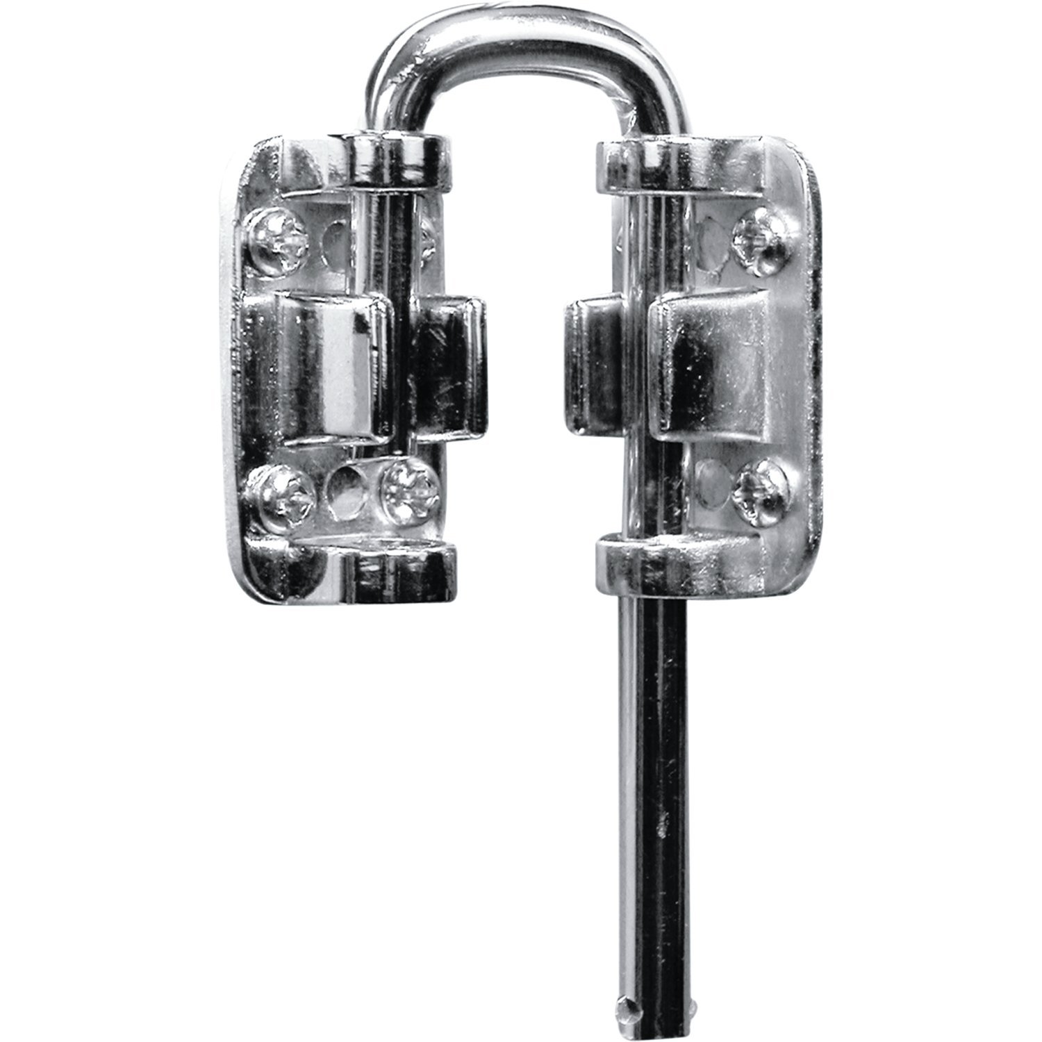 Defender Security U 9846 Patio Sliding Door Loop Lock – Increase Home Security, Install Additional Child-Safe Security, 1-1/8” Hardened Steel Bar with Diecast Base, Nickel Plated