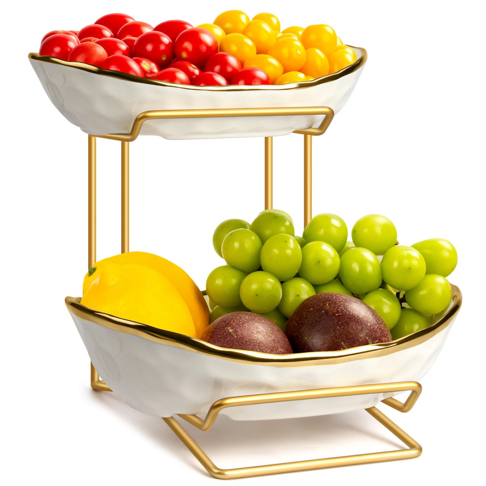 Photo 1 of YUNLINLI Fruit 2 Tier Fruit Basket for Counter-------Missing Ceramic Trays