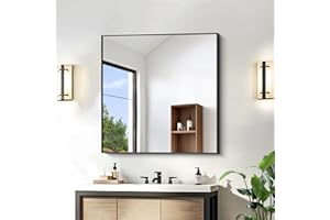 KOCUUY Bathroom Mirror,30x30 Square Black Mirror with Aluminum Metal Frame,Black Vanity Wall Mirror Modern Home Decor for Bathroom, Living Room, Farmhouse and Entryway