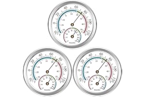 SEMONSAL Indoor Thermometer Hygrometer Mini Analog 2 in 1 Temperature Humidity Outdoor Monitor Gauge for Home, Offices, Wall, Display Mechanical (3 Pack)