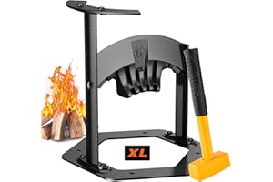 Gardguard XL Wood Splitter with 2.2 lbs Hammer - Cast Steel Log Splitter for Firewood with Cover, Manual Kindling Splitter Tool for Wood, Heavy Duty Firewood Wedge, Kindling Cutter Cracker Portable