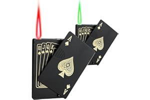 ZOOCURA 2 Pack Jet Torch Ace Card Lighter - Green Flame Refillable Butane Ace of Spades Cool Adjustable Windproof Poker (Without Gas)