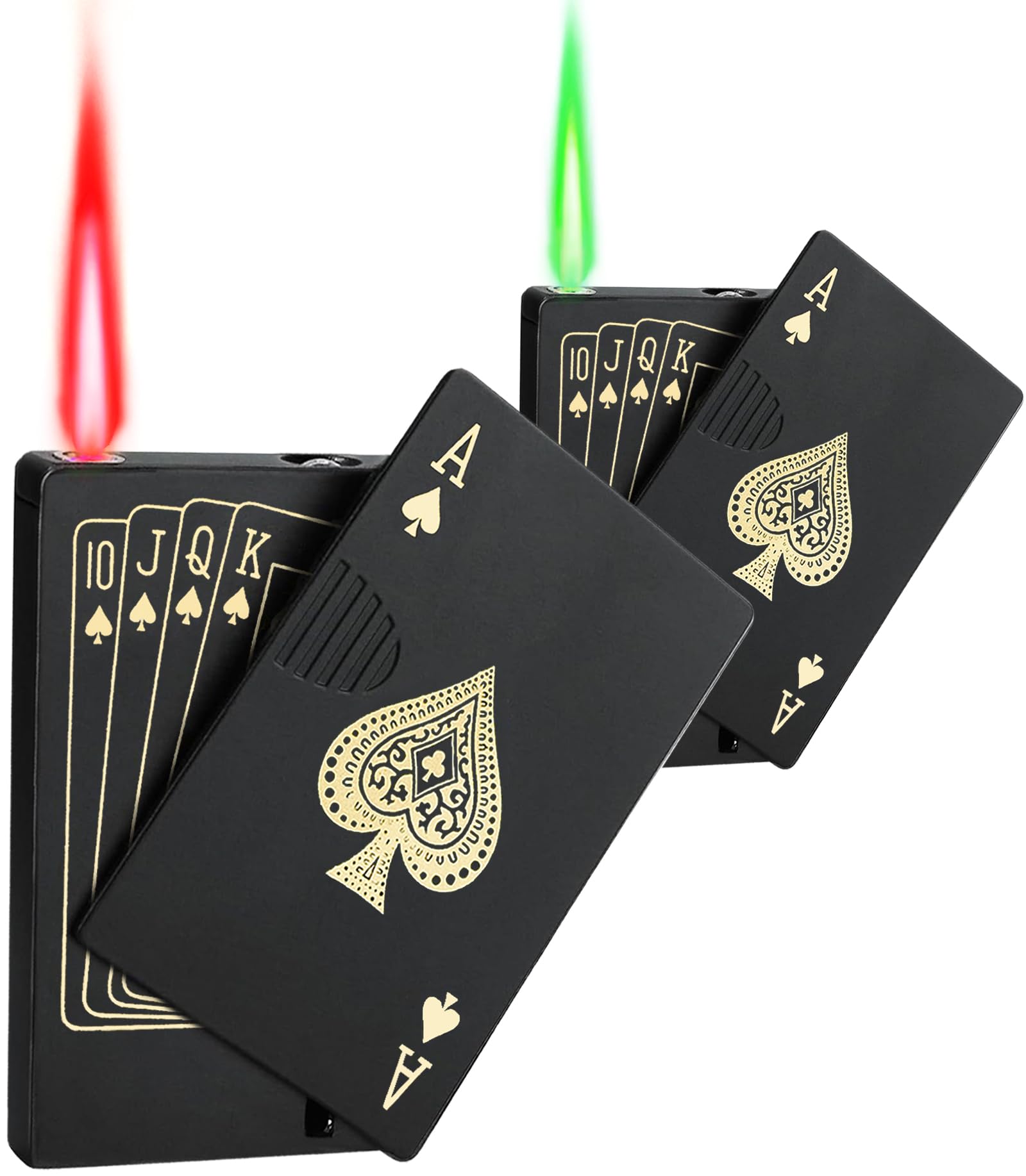 Photo 1 of 2 Pack Jet Torch Ace Card Lighter - Green Flame Refillable Butane Ace of Spades Cool Adjustable Windproof Poker (Without Gas)