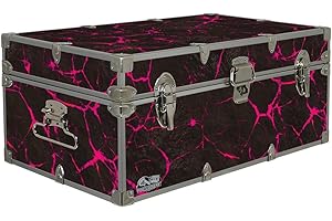 C&N Footlockers Designer Storage Trunks - Hi-Tech Themes - 32 x 18 x 13.5 Inches - Durable and Built to Last - Lockable (Pink Electric Lava)