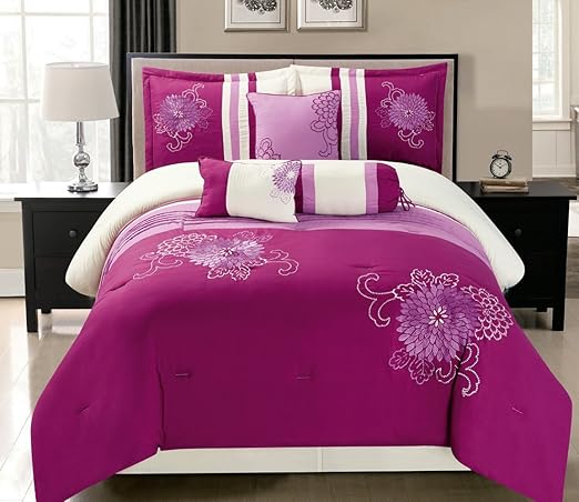 Amazon Com Grand Linen 7 Piece Modern Oversize Magenta Purple