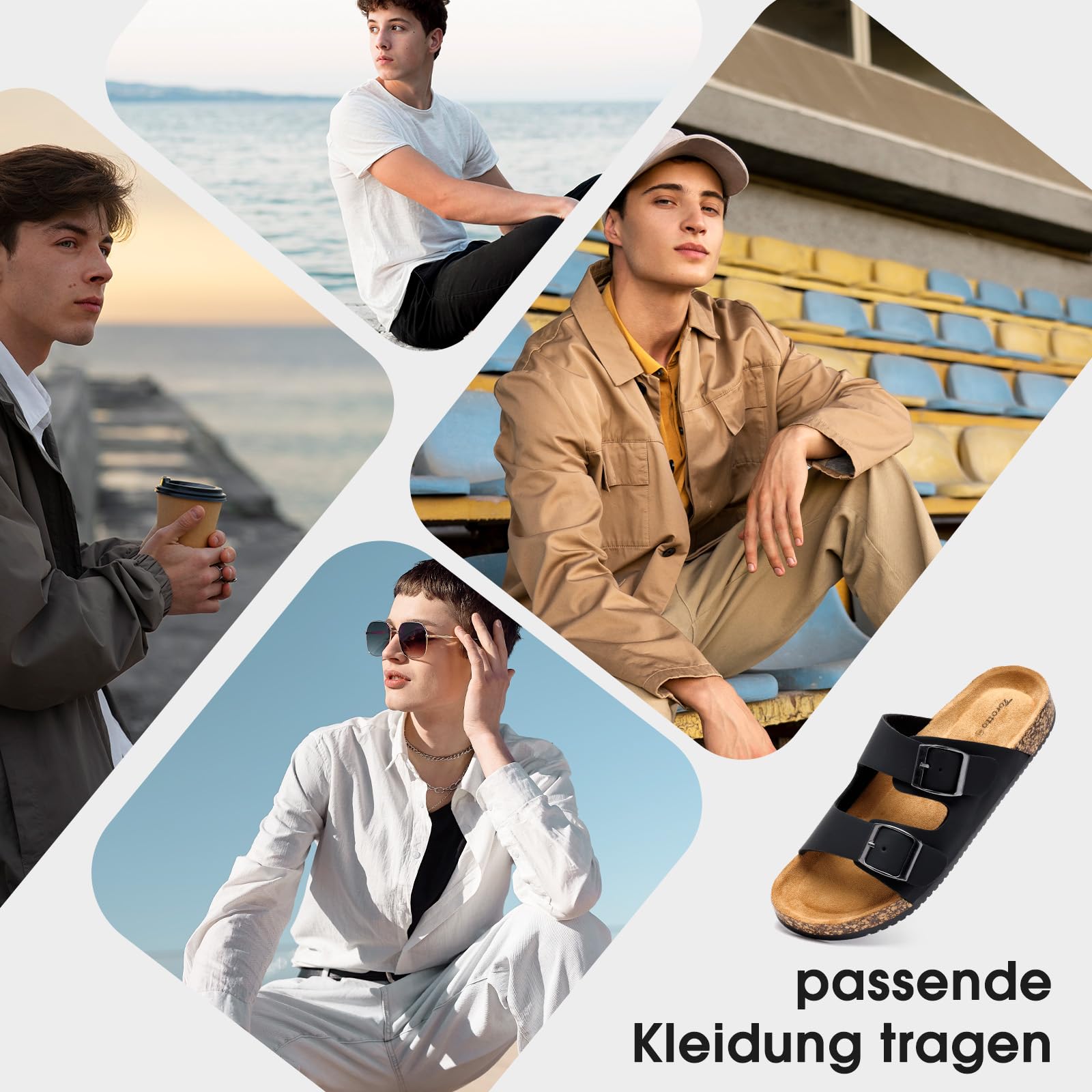 Pantoletten Herren Hausschuhe Schlappen Latschen Sandalen Schnallenriemen 2
