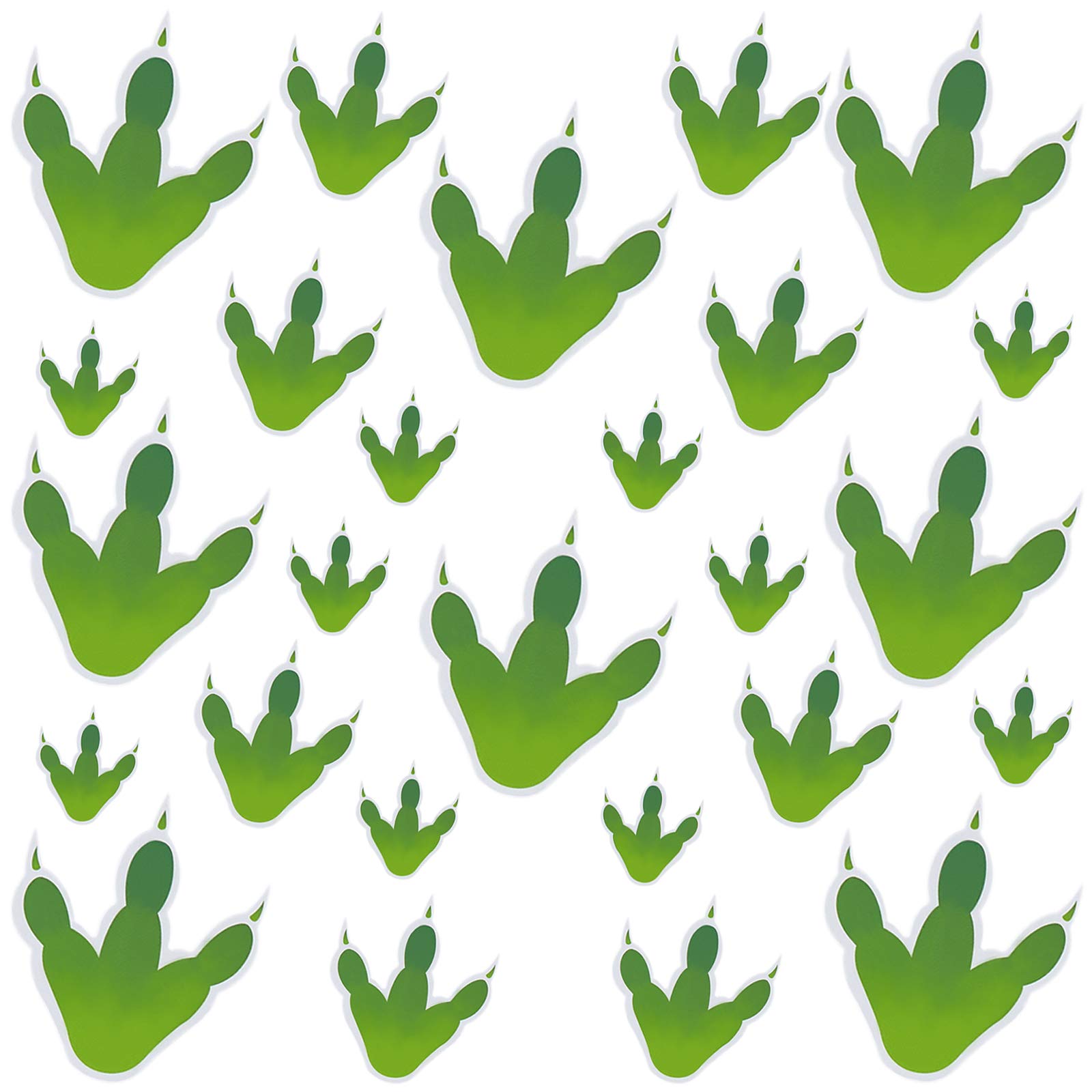 80 Pieces Dinosaur Footprints Decal Dinosaur Tracks Stickers PVC Wall Stickers Window Art Decorations for Party Supplies, Home or Kindergarten Classroom Decorations, 3 Sizes (Green)