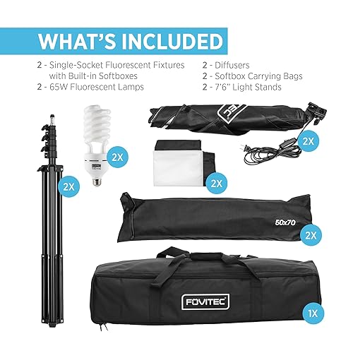 Fovitec 2-Light Fluorescent Studio Lighting Kit, 20