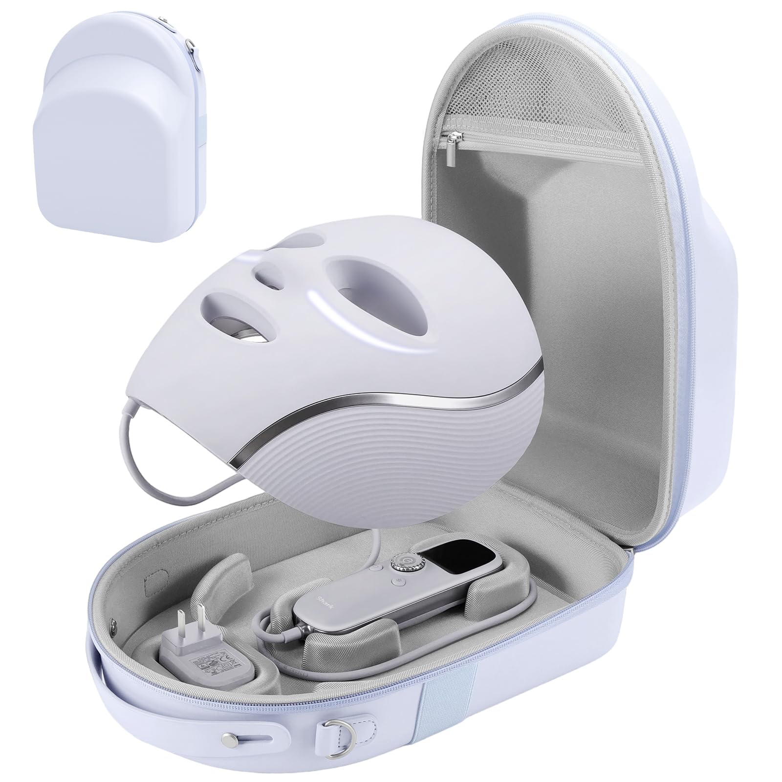 Photo 1 of *CASE ONLY** Face Mask Case Compatible with Shark CryoGlow LED Face Mask, Detachable Molded Fixed Grooves & Shock-Absorbing EVA Lining, Hard Shell Protective with Handle & Adjustable Shoulder Strap (Purple)