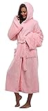 Women's Long Hooded Velvet Bathrobe Ultra-Soft