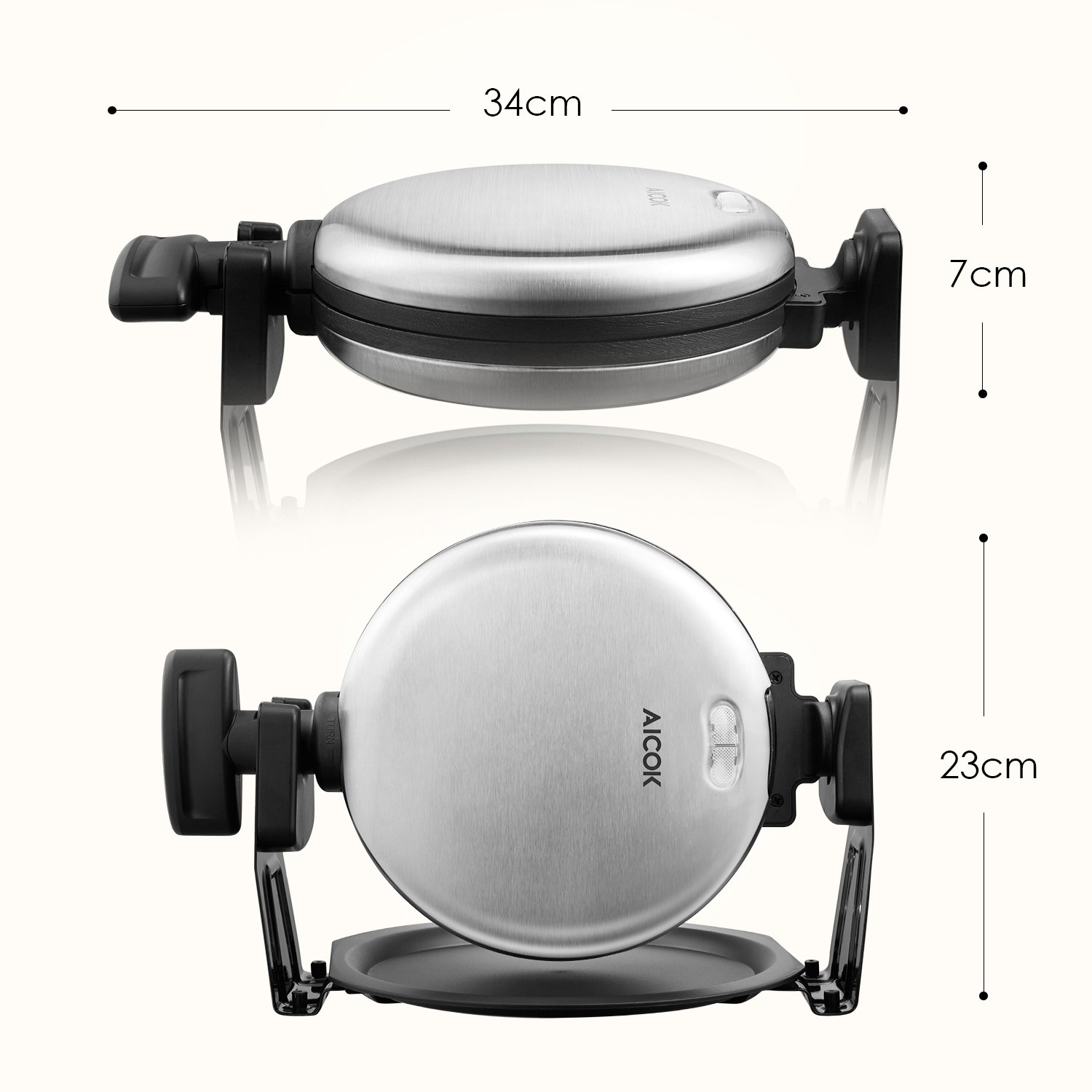 AICOK Flip Belgian Waffle Maker with NonStick Plates, Doublesided Uniform Heating, Stainless