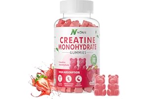 NOAVII Creatine Monohydrate Gummies 5000mg for Men & Women, Chewables Creatine Monohydrate for Muscle Strength, Muscle Builder, Energy Boost, Pre-Workout Supplement(90 Count)-Strawberries