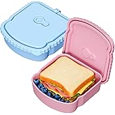 2 Pack Silicone Sandwich Containers, Toast Shape Colored Sandwich Boxes Bento Lunch Box with Lid, Reusable Food Storage Bread Container, BPA Free Food-Grade Silicone Snack Box for Home Office Picnic