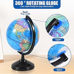 KISEER Rotating World Globe 6 Inch Spinning Earth