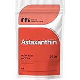 Micro Ingredients Astaxanthin 24mg with MCT Oil, 60 Softgels, 2 Month Supply | Max Strength Astaxanthin Antioxidant Supplements | Fresh Microalgae Source | Non-GMO, Gluten Free, No Soy