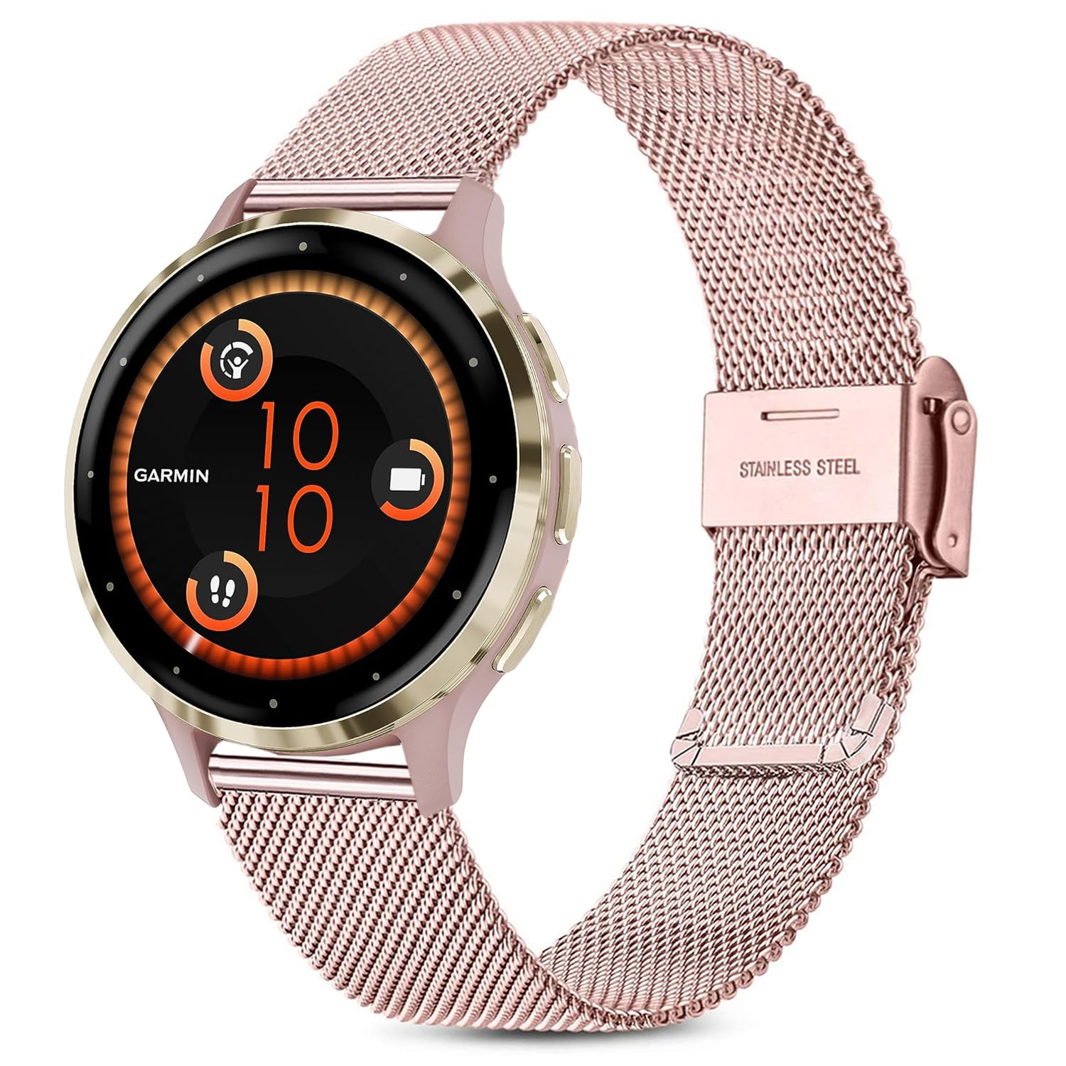 Issinlky Metal band for Garmin Vivoactive 4S/Venu 2S/Venu 3S/Vivomove 3S, 18mm band Stainless Steel for Fossil Ladies Gen 6/Fossil Ladies Gen 5E/Fossil Ladies Q Venture HR Gen 4/Gen 3