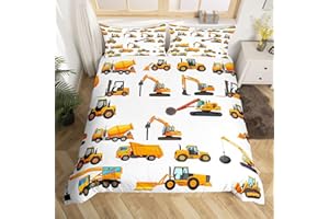 Kids Excavator Bedding Set Full Farm Tractor Bedding Set Boys Girls Cartoon Construction Truck Comforter Cover Toddler Childr