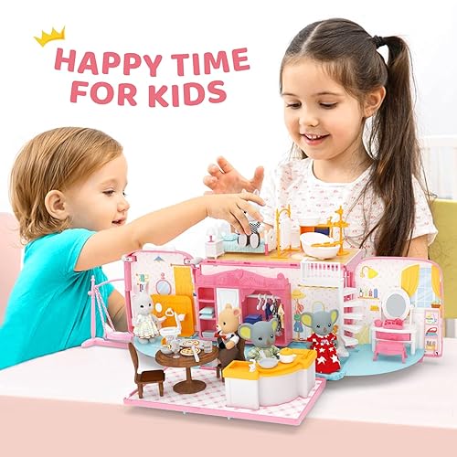 Doll House Toys for Girls Pretend Play Small Dollhouse Playset