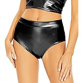Vinaderhom Women's Metallic Booty Shorts Shiny High Waisted Rave Dance Festival Bottoms