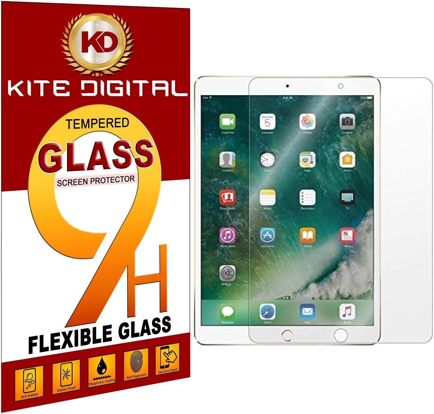 Kite Digital Compatible with IPAD PRO 10.5 INCH (2017) Tempered Glass Screen Protector Slim 9H Hard 2.5D