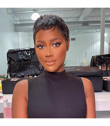 Amazon.com : Yviann Pixie Cut Wig Human Hair Short Pixie  display picture 1