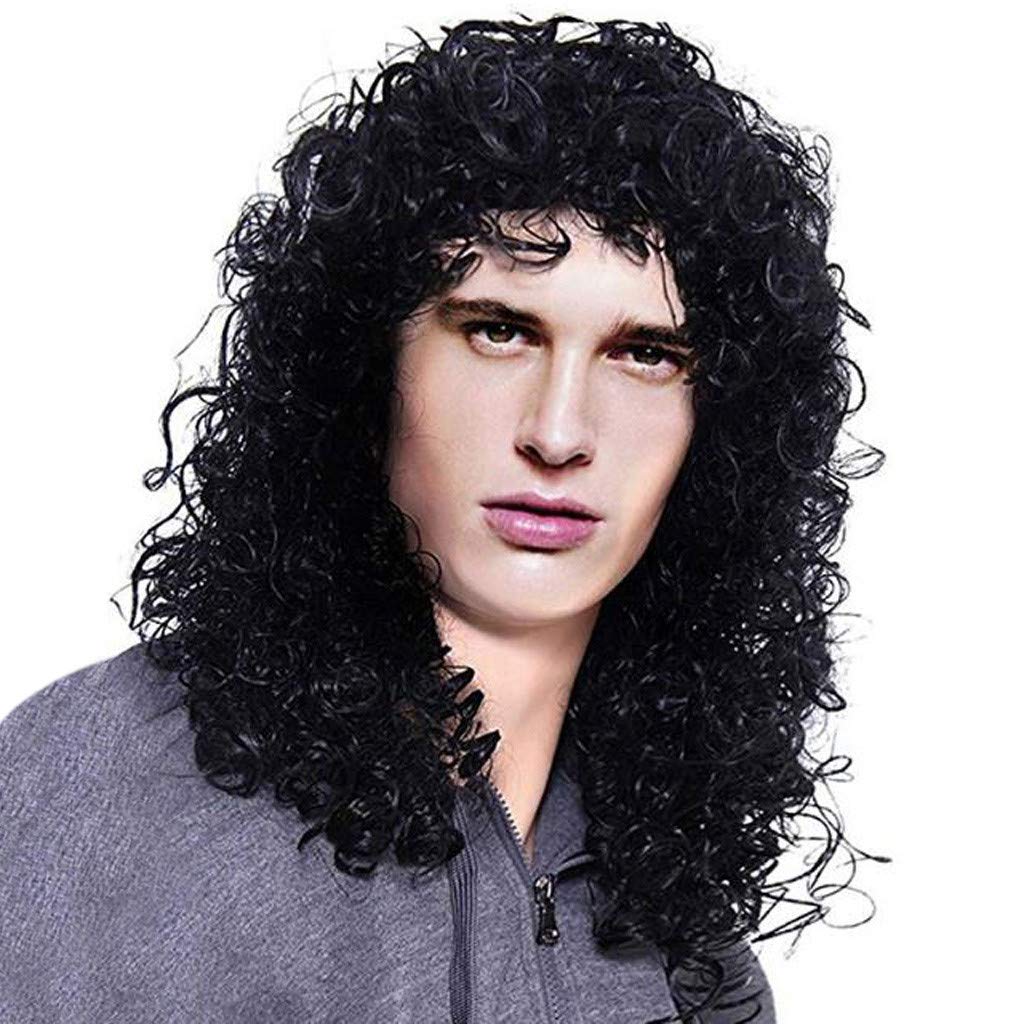 Amazon Com Cyswi Curly Wigs For Men Long Synthetic Black Curly