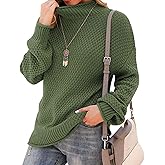 Womens Oversized High Neck Sweater Thick Knit Long Sleeve Loose Pullover Fashionable Fall and Winter Warm Top