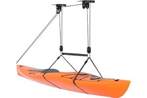TRUSOON Ceiling Kayak Hoist, Heavy Duty Kayak Pulley System for Garage, Hold Up to 150 lbs Capacity, Canoe Garage Lift Storage System, Fit 10-14 Foot Ceilings, Black