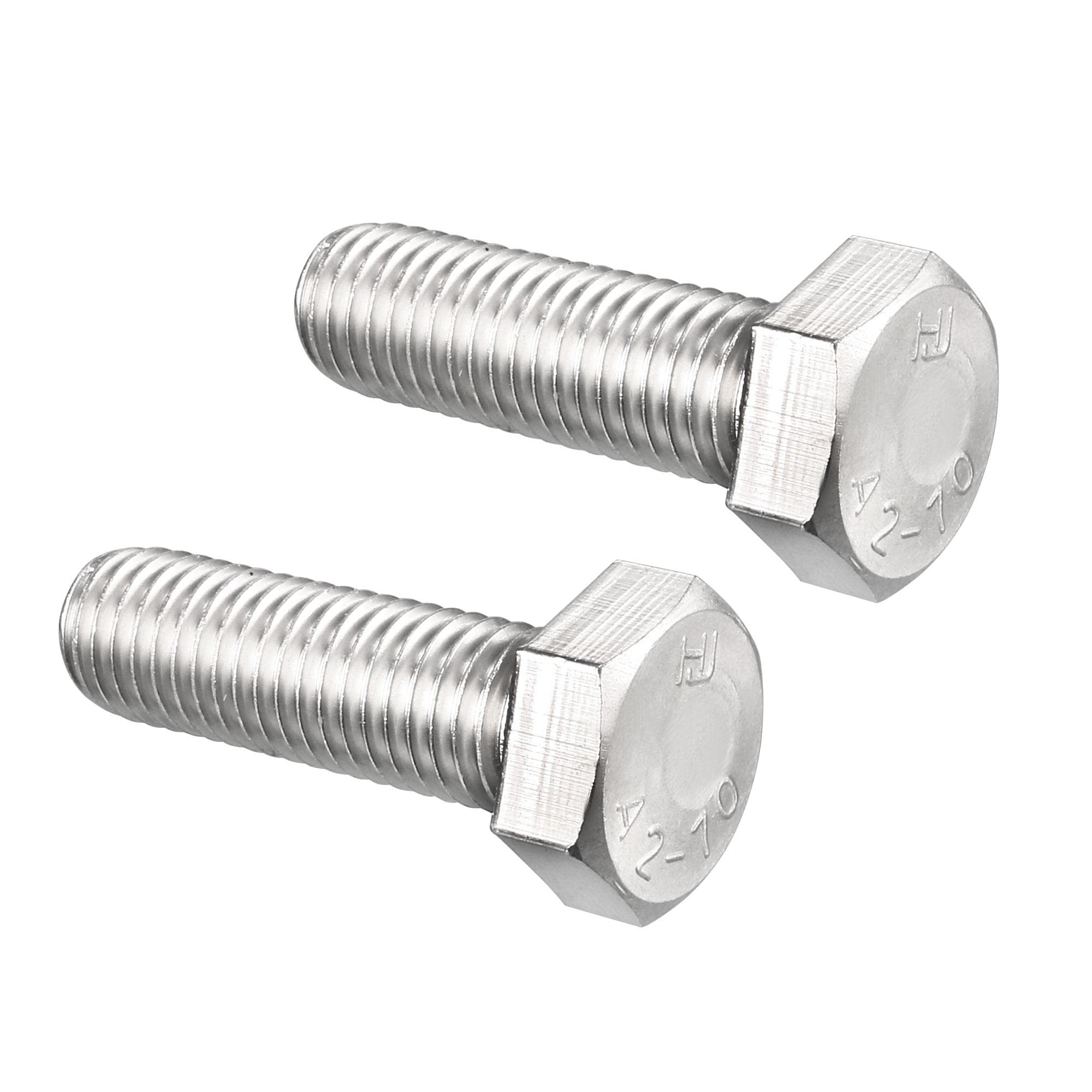 sourcing map M14 Hex Bolt M14-2 x 45mm 304 Stainless Steel 4.8 Grade Fully Threaded Hexagonal Head Screw Bolts 2pcs