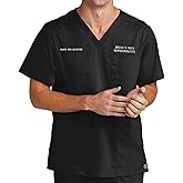 Custom Emroidered Scrub Top Add Your Embroidery Text Logo Monogram Initials Men's Premiere Flex V-Neck Top