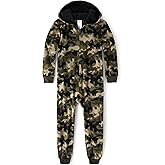 The Children's Place boys Long Sleeve Fleece Hooded Zip Front One Piece Pajamas