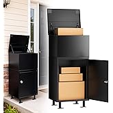 Parcel Drop Boxes for Outside, Extra Large Package Delivery Boxes with Secure Storage, Anti-Theft Galvanized Steel,Waterproof Package Delivery Box for Outdoor Porch with Password Lock (Black)