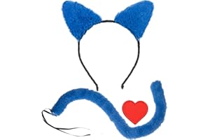 Merroyal Cat Ears Headband Balck Tail Set Halloween Accessory Cat Costume Accessories