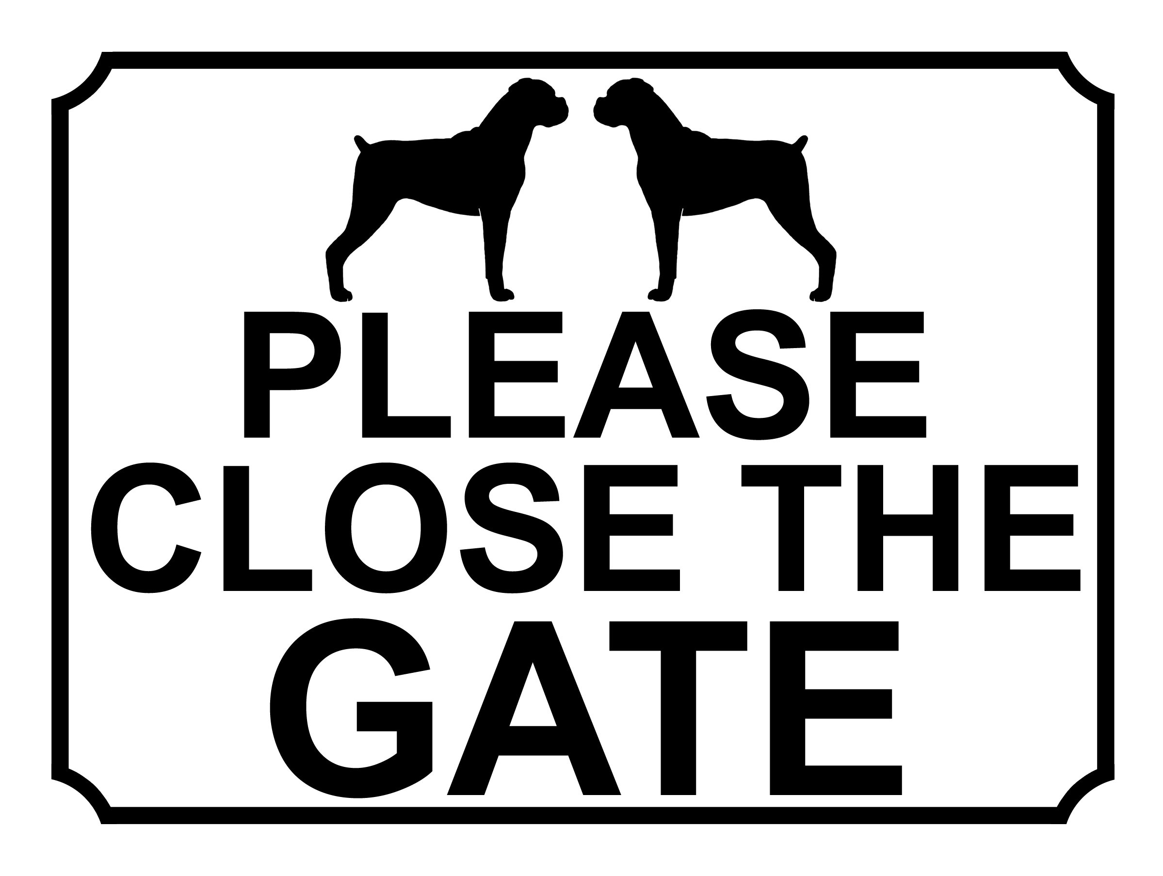 SHAWPRINT PLEASE CLOSE THE GATE DOG THEME METAL SIGN 267MM X 200MM (464H1L) LARGE 10" X 8"