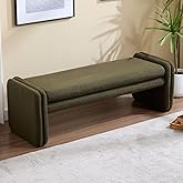 LukeAlon Modern End of Bed Bench, 49.5 Inch Long Upholstered Ottoman Bench Jasper Sherpa Fabric Bedside Stool Footstool Cute